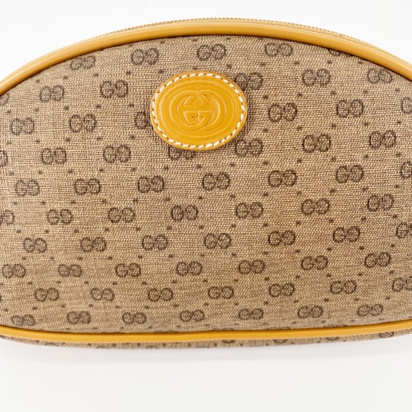 Gucci Vintage GG Monogram Tan Cosmetic Travel Toiletry Pouch Micro Clutch - Picture 2 of 10